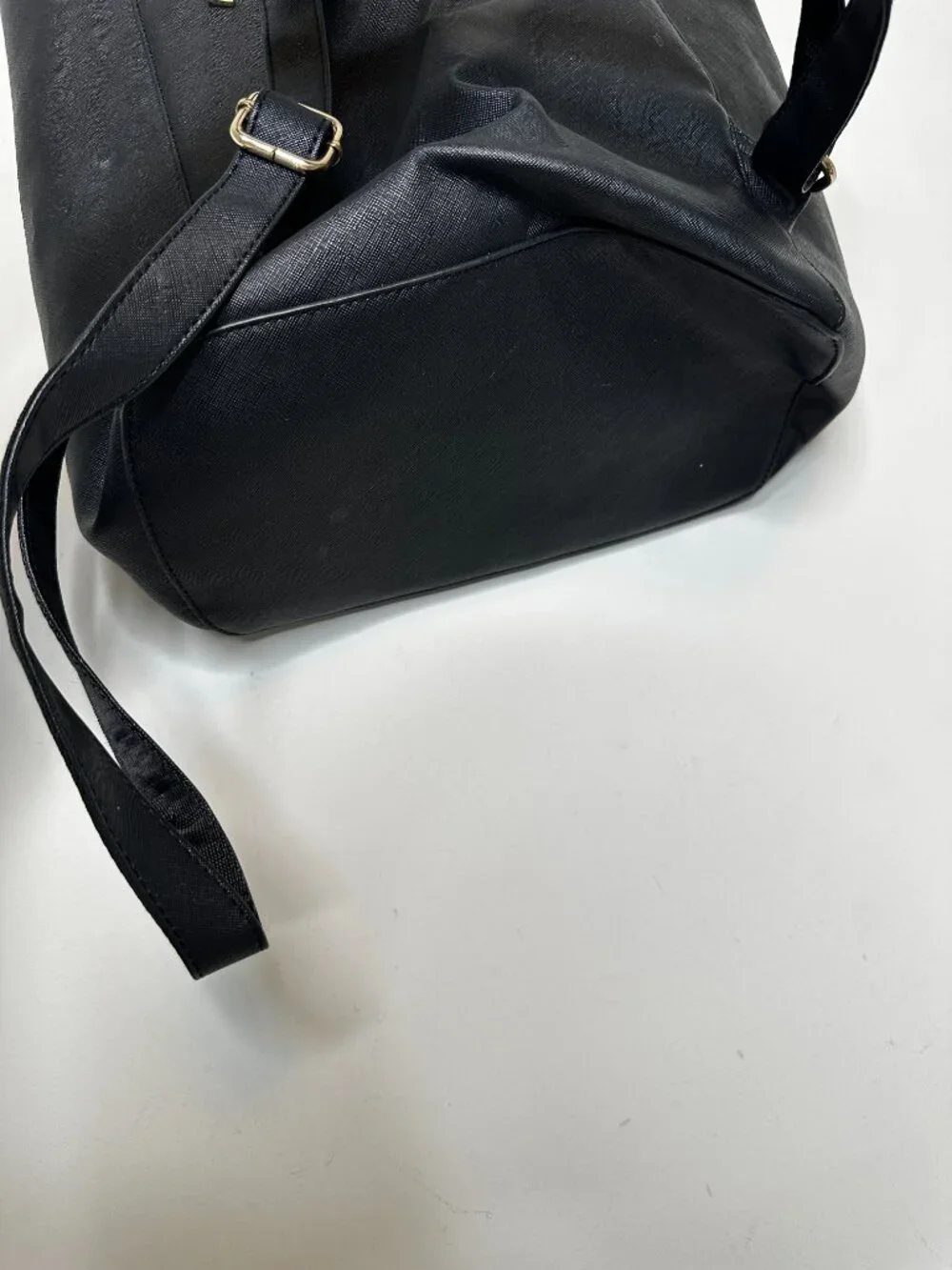 Coofit Black Faux Leather Daypack Backpack